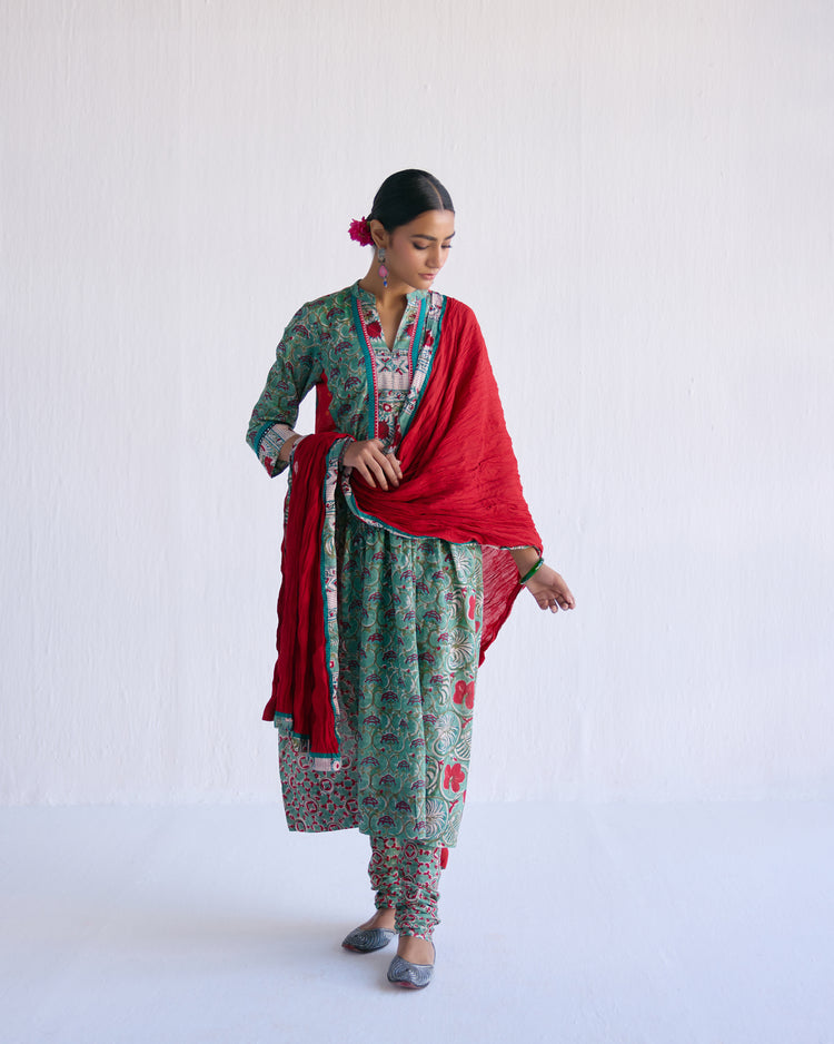 Rozana Cotton Crinkled Dupatta Red (9098668998955)