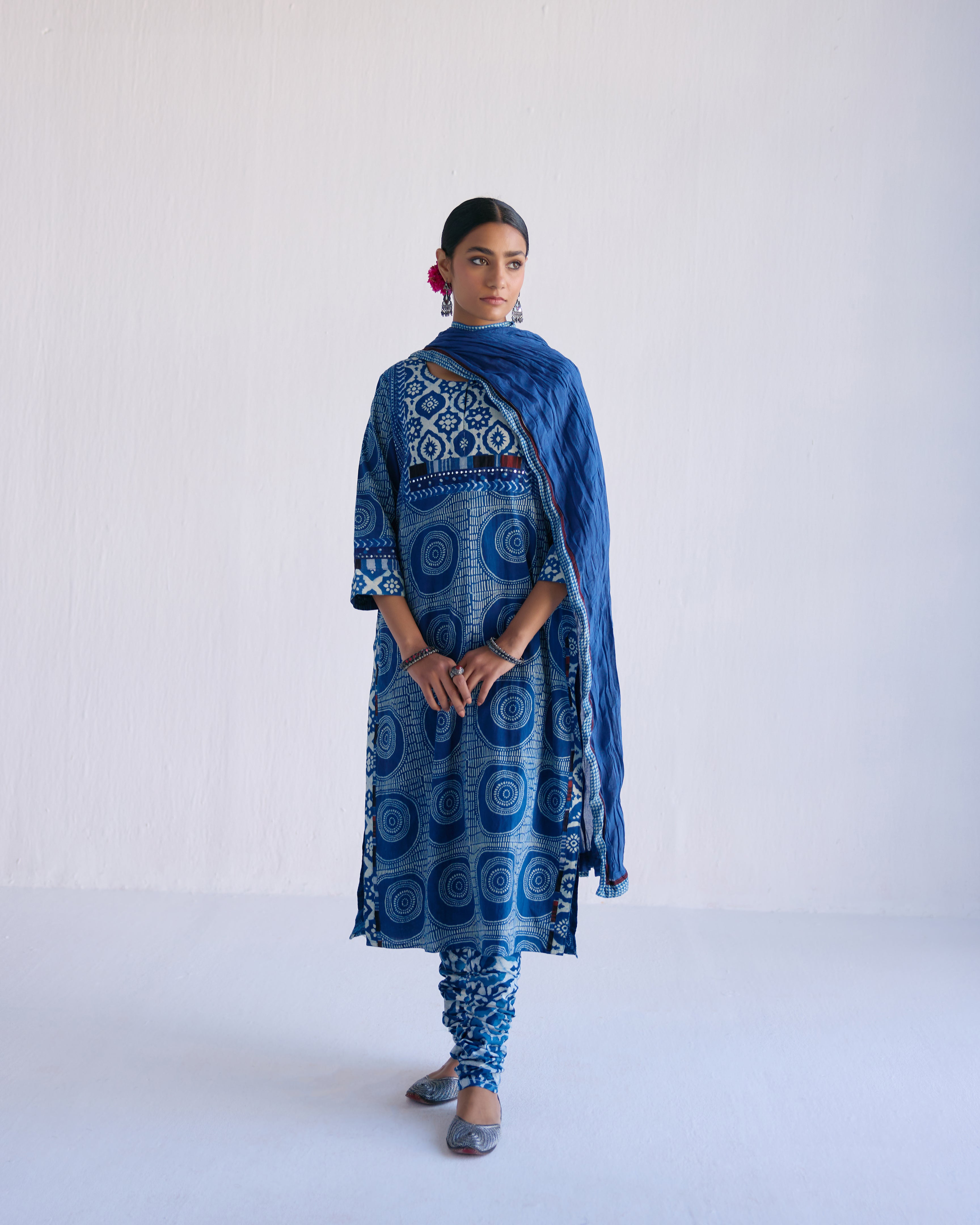 Rozana Cotton Crinkled Dupatta Indigo (9099287396651)