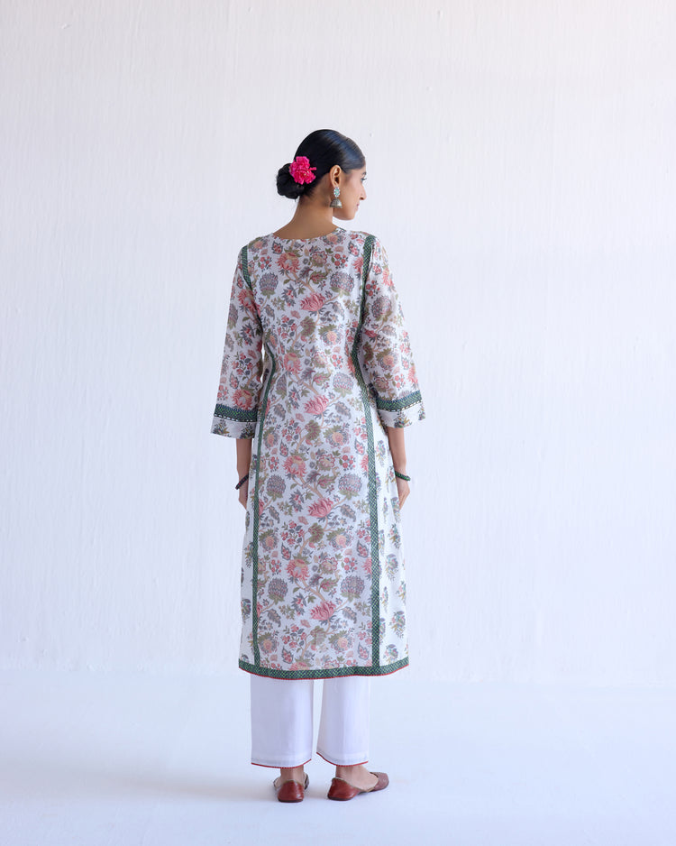 Choga Kurta White Peach (9098603495723)