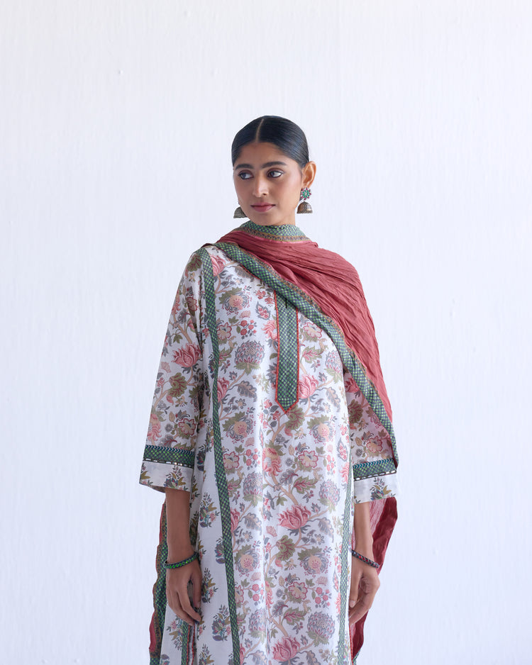 Choga Kurta White Peach (9098603495723)