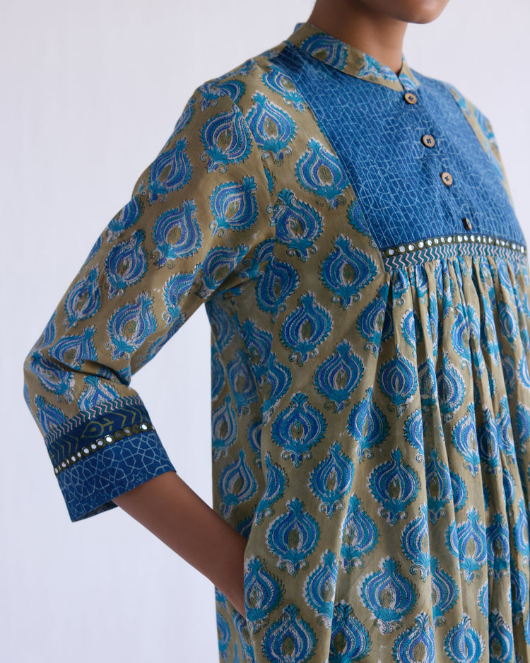 Banjara Kurta Olive Green Blue (9098555523371)