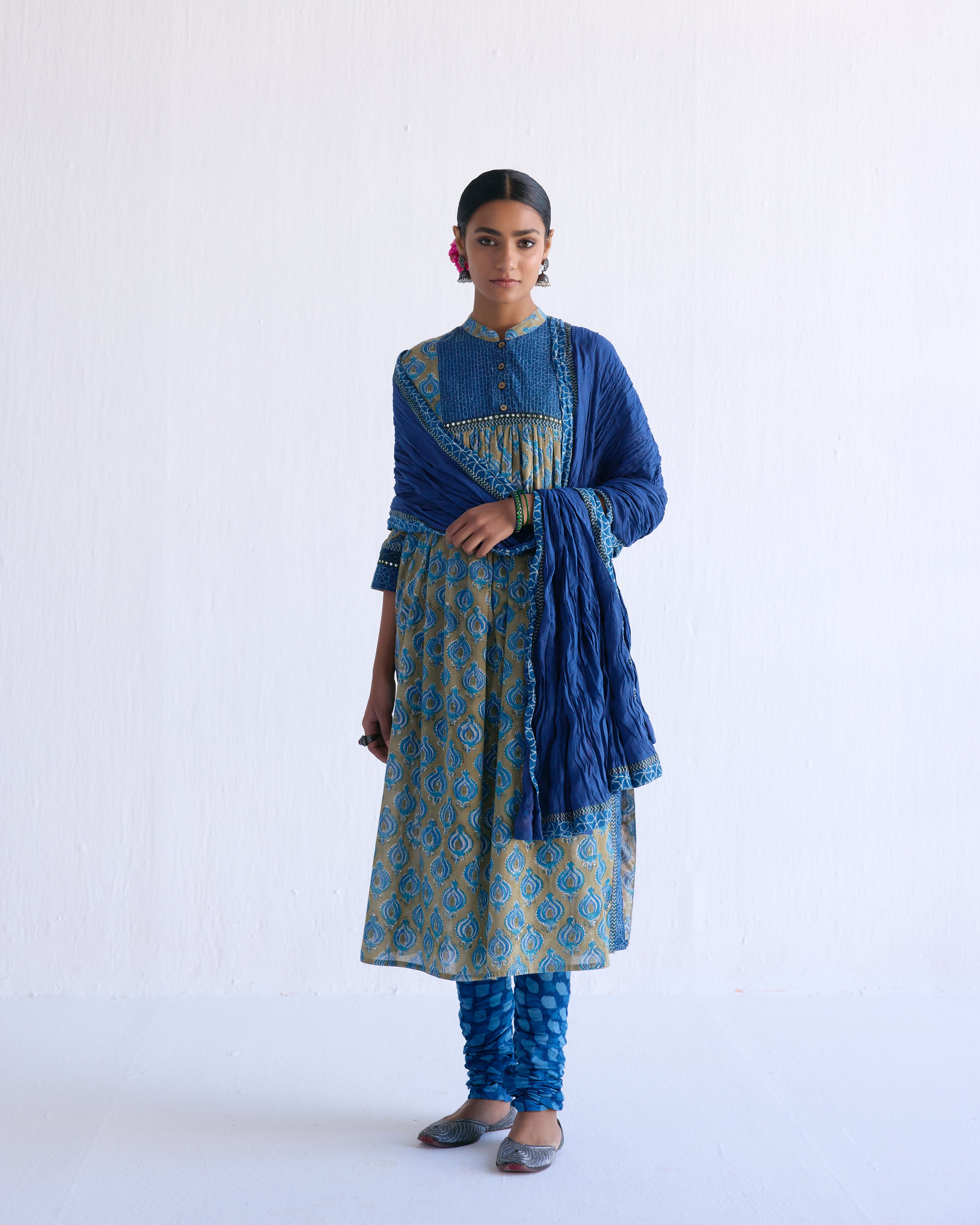 Rozana Cotton Crinkled Dupatta Blue (9098572955947)