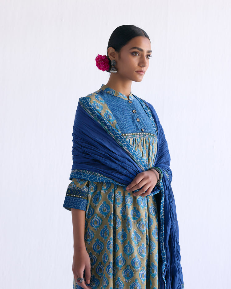 Rozana Cotton Crinkled Dupatta Blue (9098572955947)