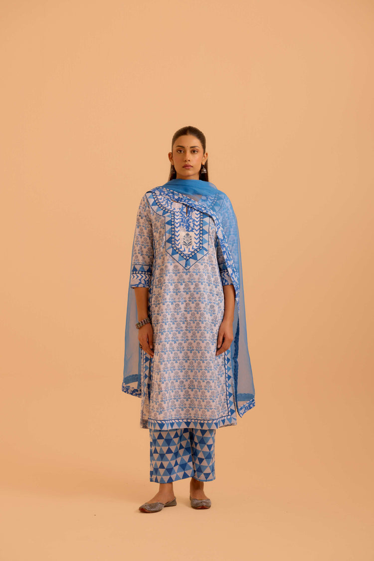 Rozana Pant Blue White