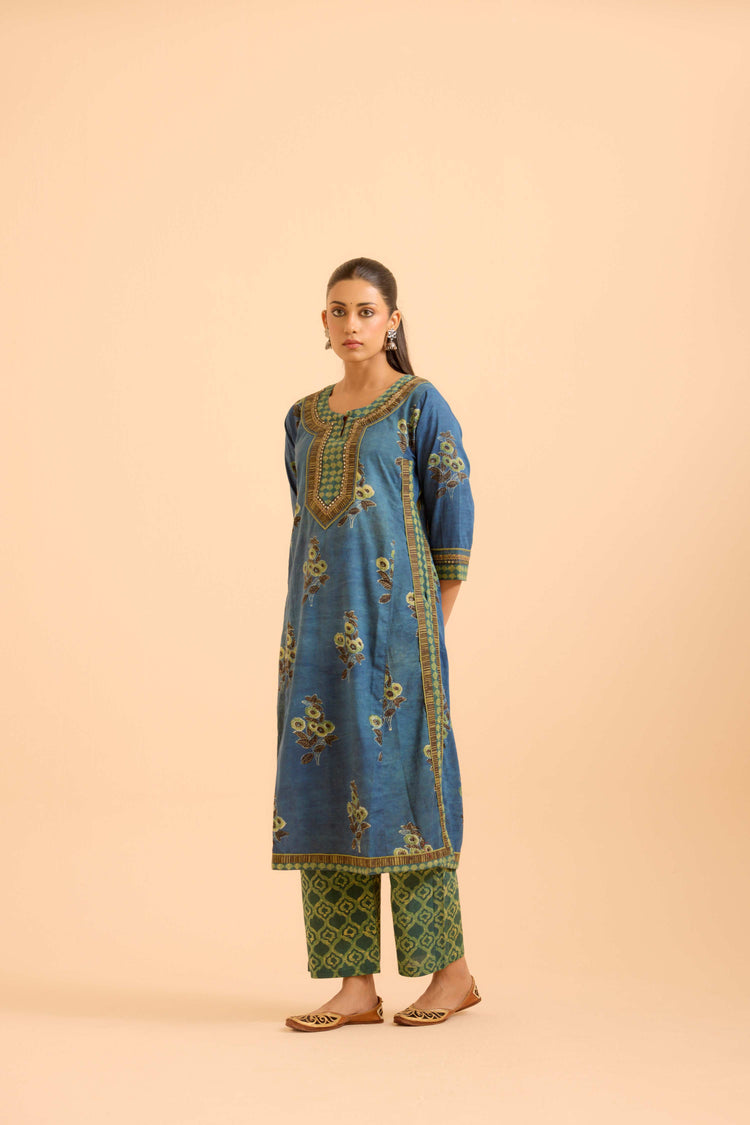 Anu Cotton Vanaspati Printed Kurta Blue