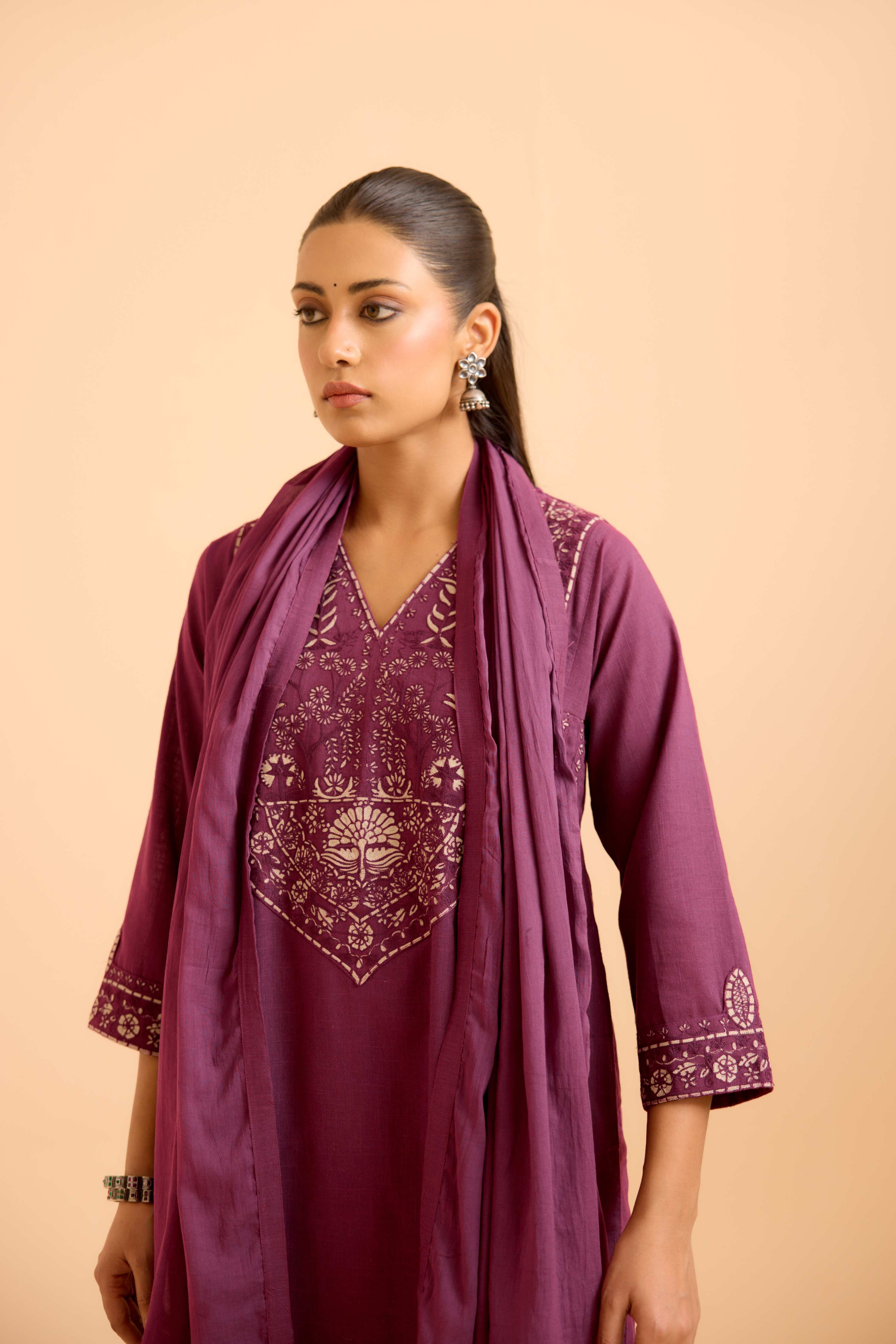 Tulsi Cotton Dupatta Purple