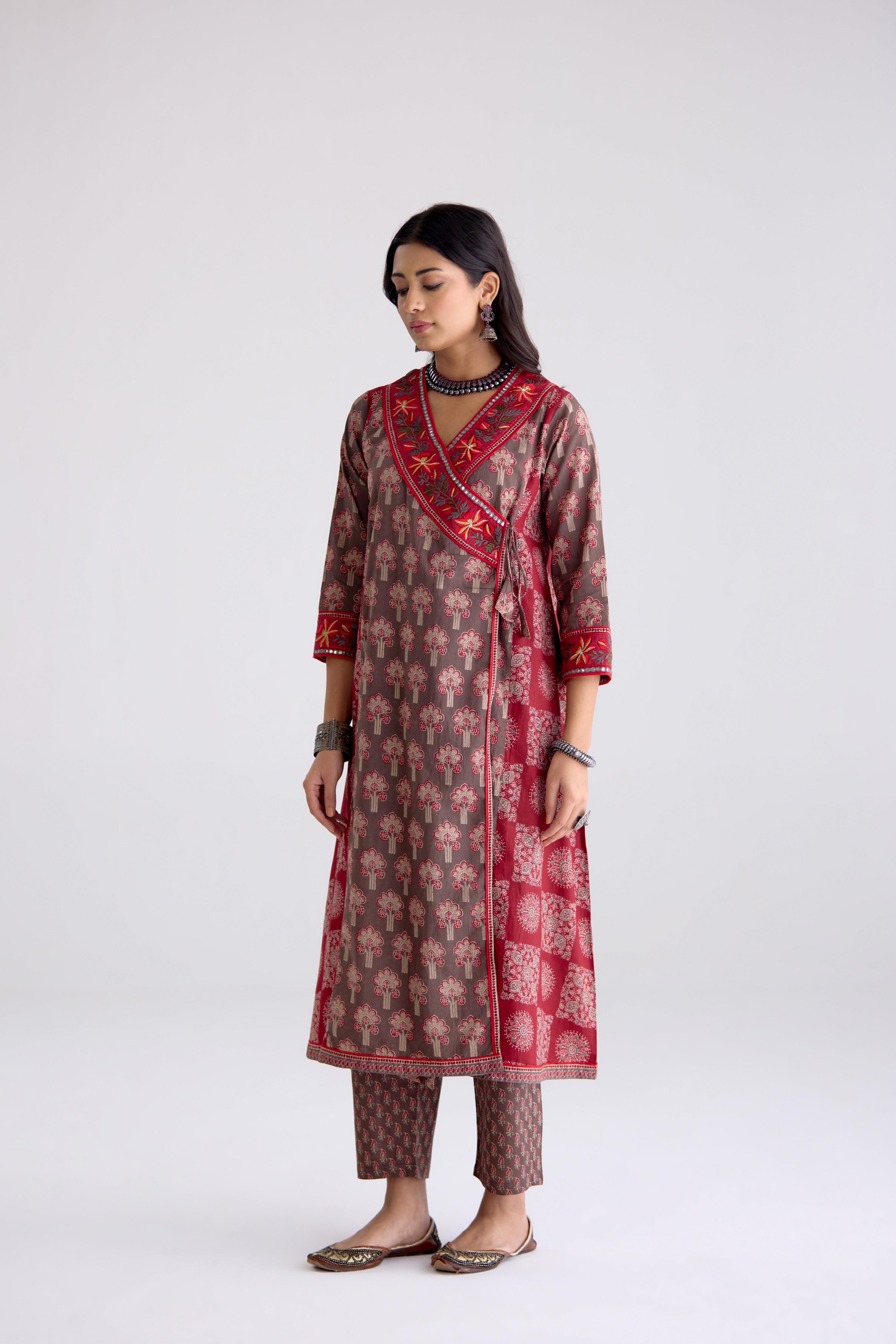 Kiana Pant Grey Maroon (10106315637035)