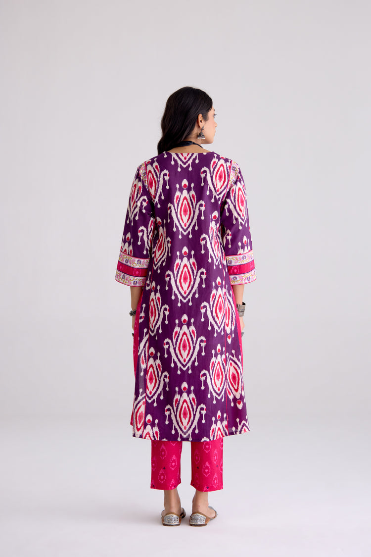 Tulsi Cotton Printed Embroidered Kurta Purple Pink (10106228932907)