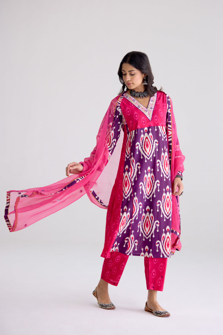 Tulsi Cotton Printed Embroidered Kurta Purple Pink (10106228932907)