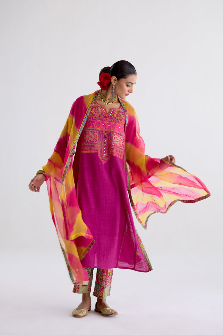 Tulsi Cotton Slub Embroidered Kurta Mauve (10106191348011)