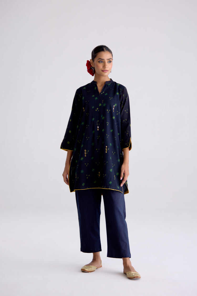 Juno Cotton Bandhej Printed Tunic Dark Green (10106184106283)