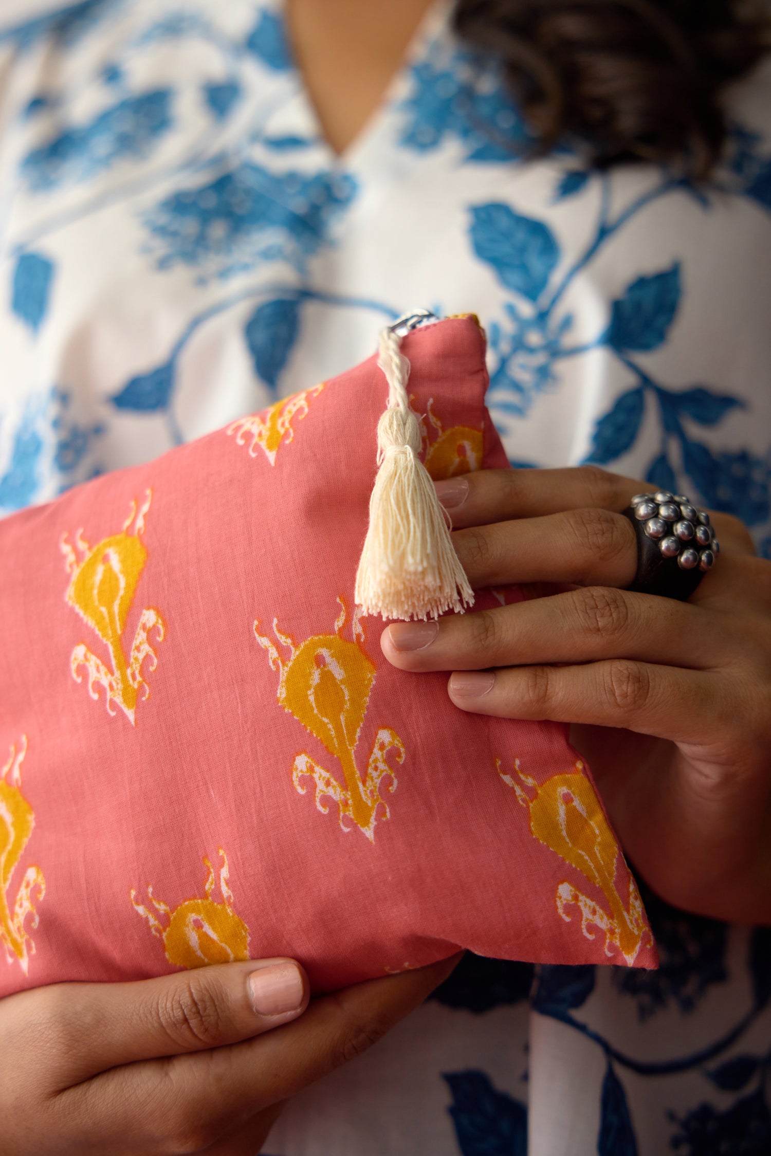 Utility Printed Pouch Peach Yellow (10083445932331)