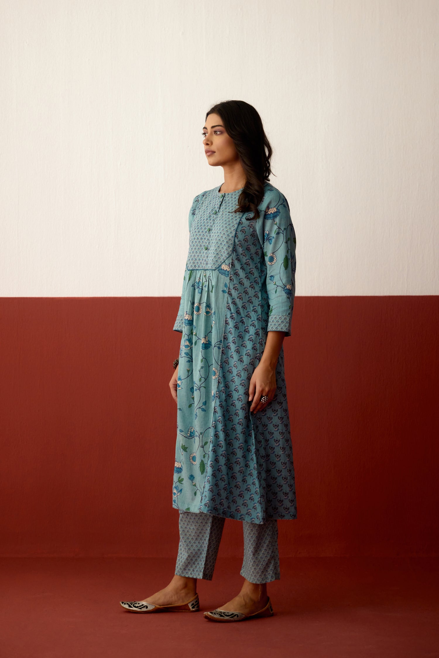 Katia Cotton Printed Kurta Light Blue (10083675963691)