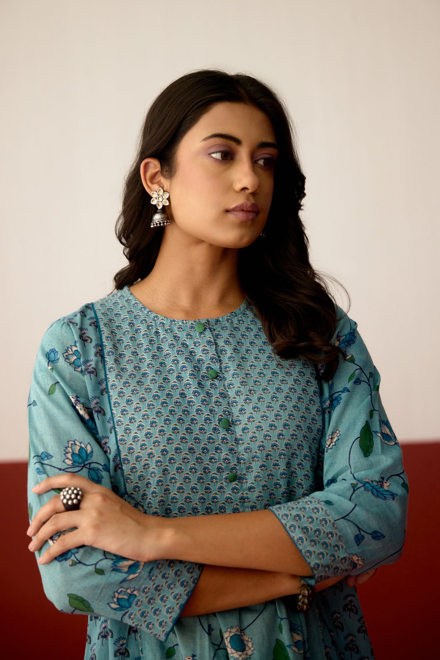 Katia Cotton Printed Kurta Light Blue (10083675963691)