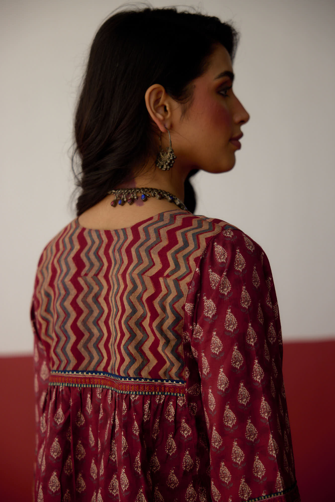 Banjara Cotton Printed Kurta Maroon (10083213476139)