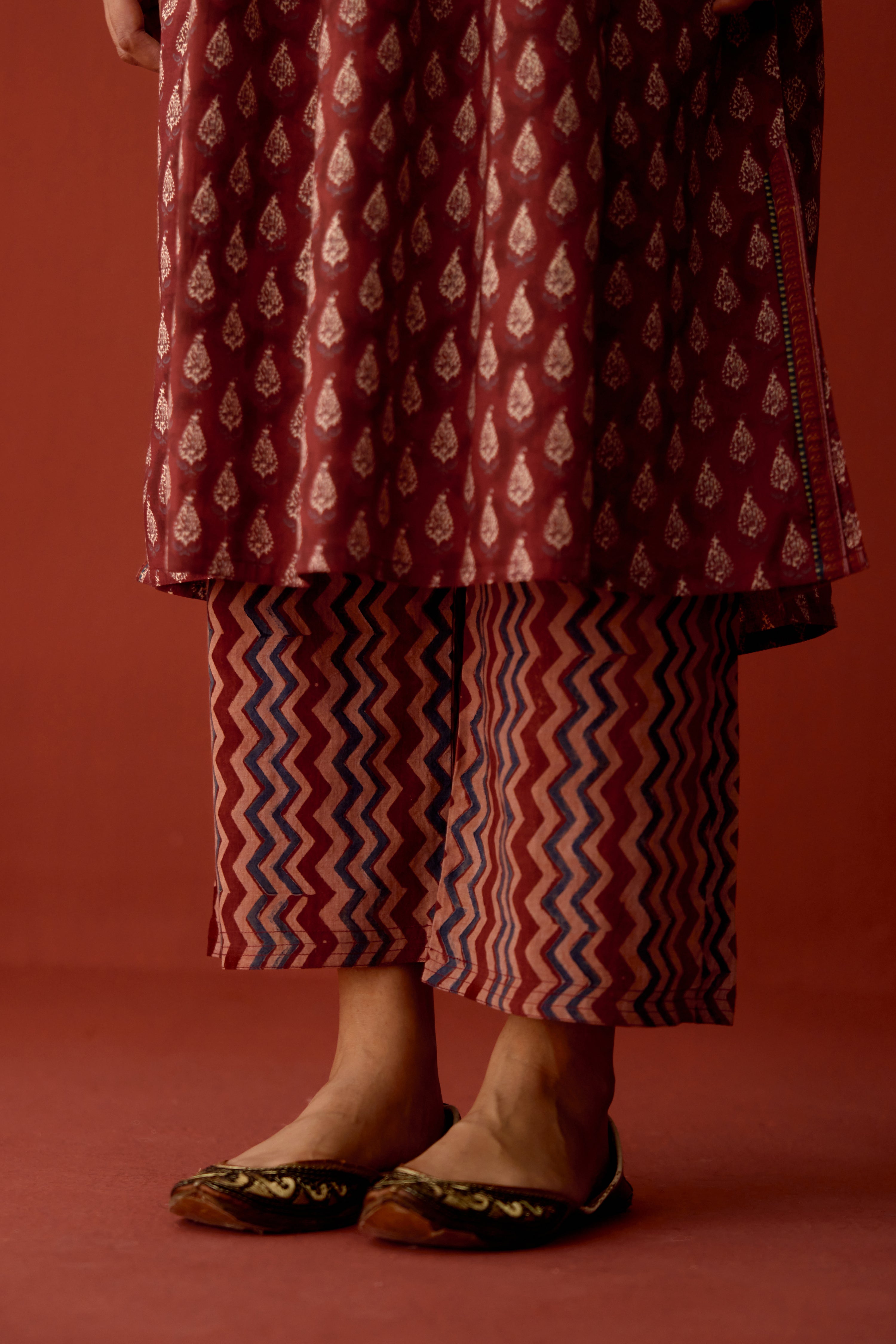 Rozana Pant Maroon Blue (10083214426411)