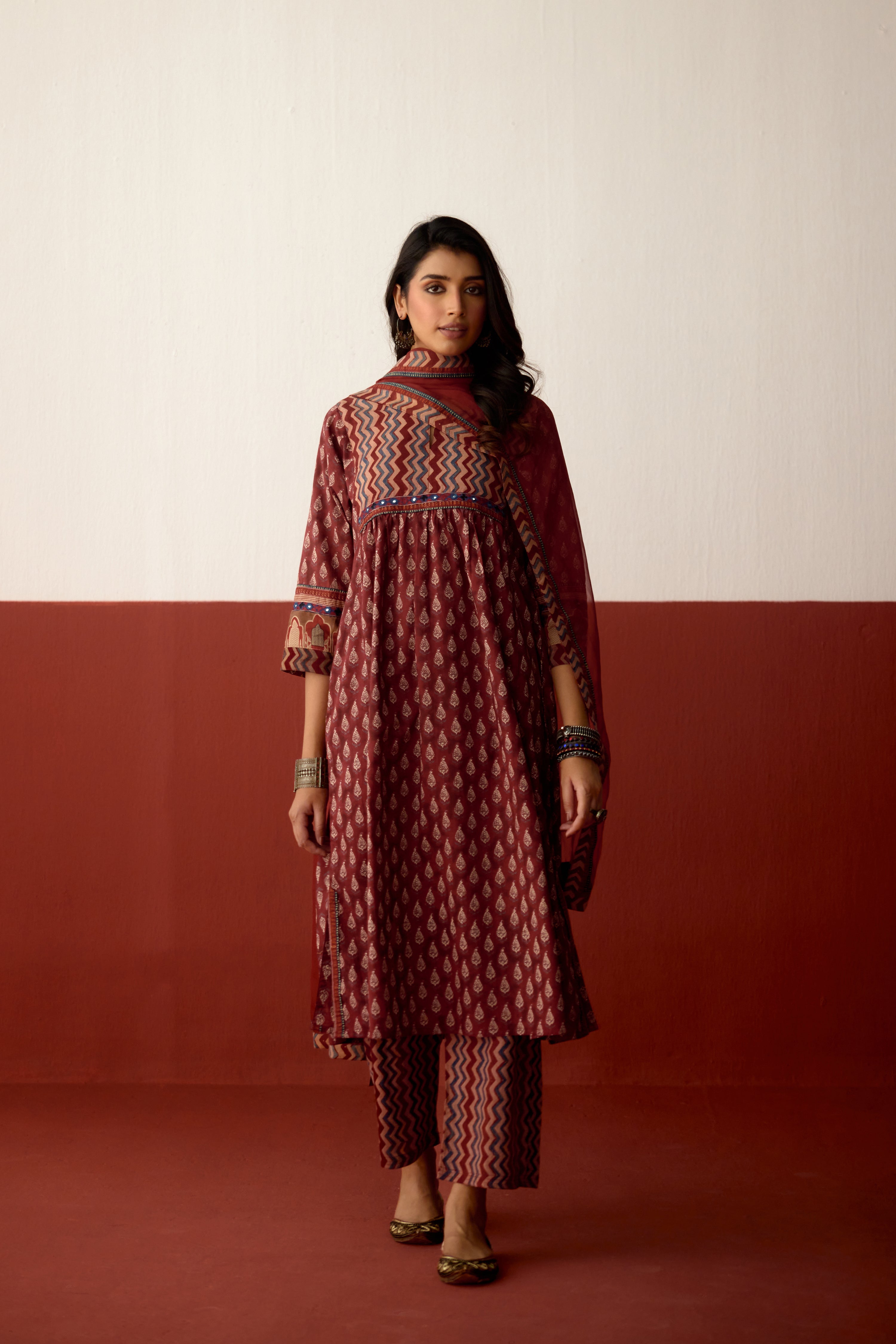 Medh Dupatta Maroon (10083216687403)