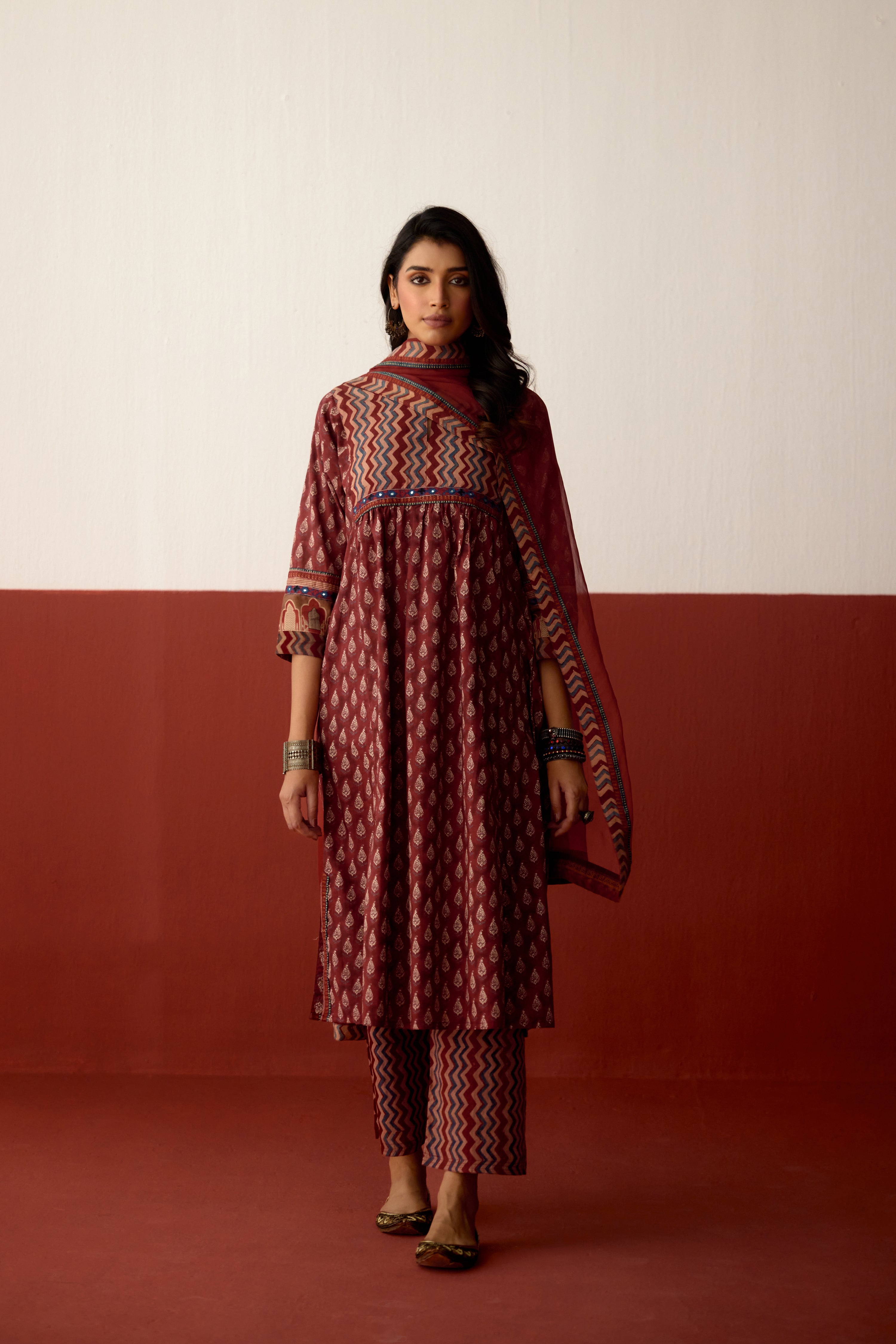 Medh Dupatta Maroon (10083216687403)