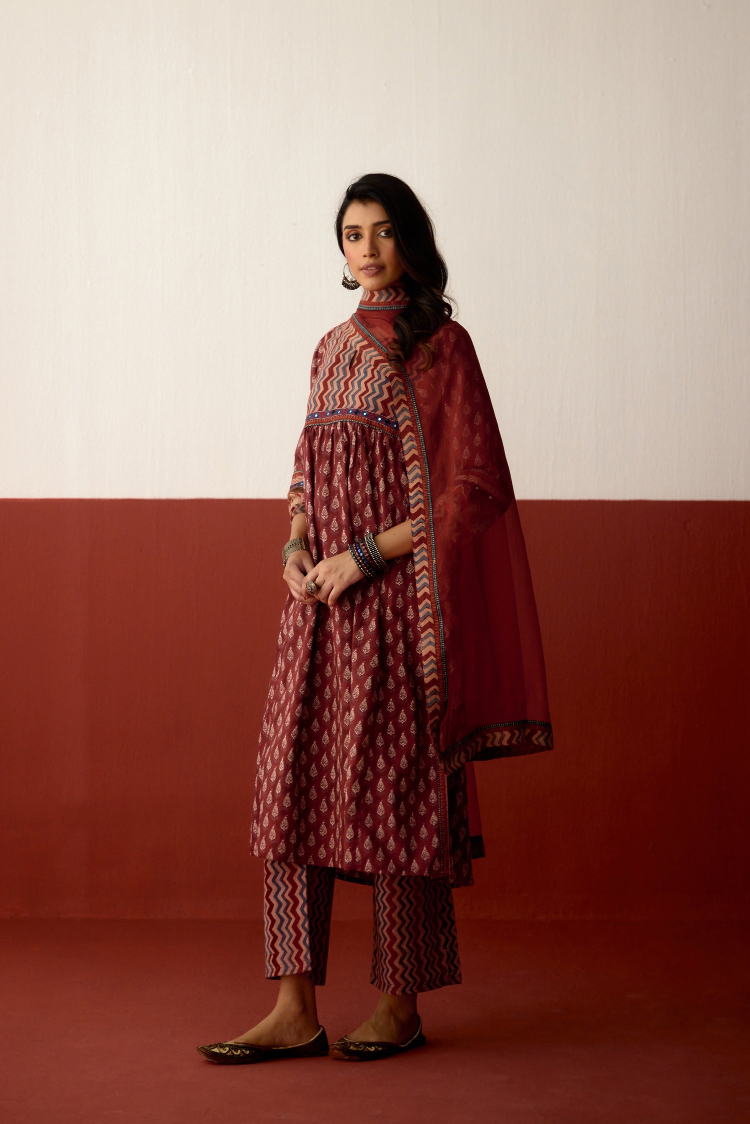 Medh Dupatta Maroon (10083216687403)