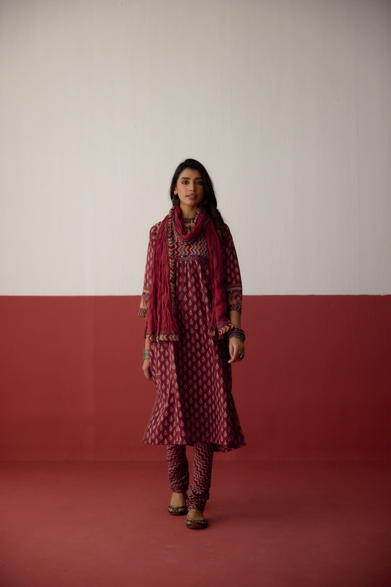 Banjara Cotton Printed Kurta Maroon (10083213476139)