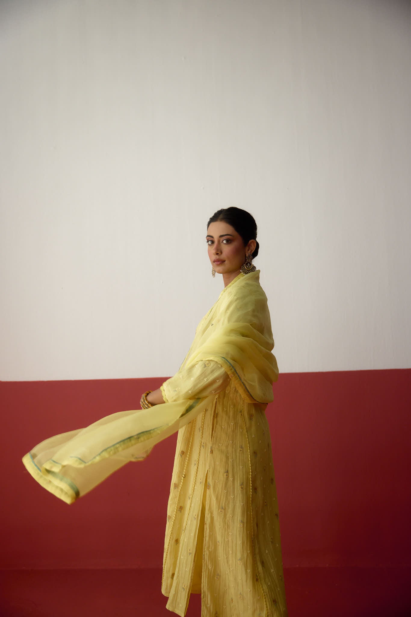 Tulsi Mul Cotton Embroidered Kurta Light Yellow (10083636740395)