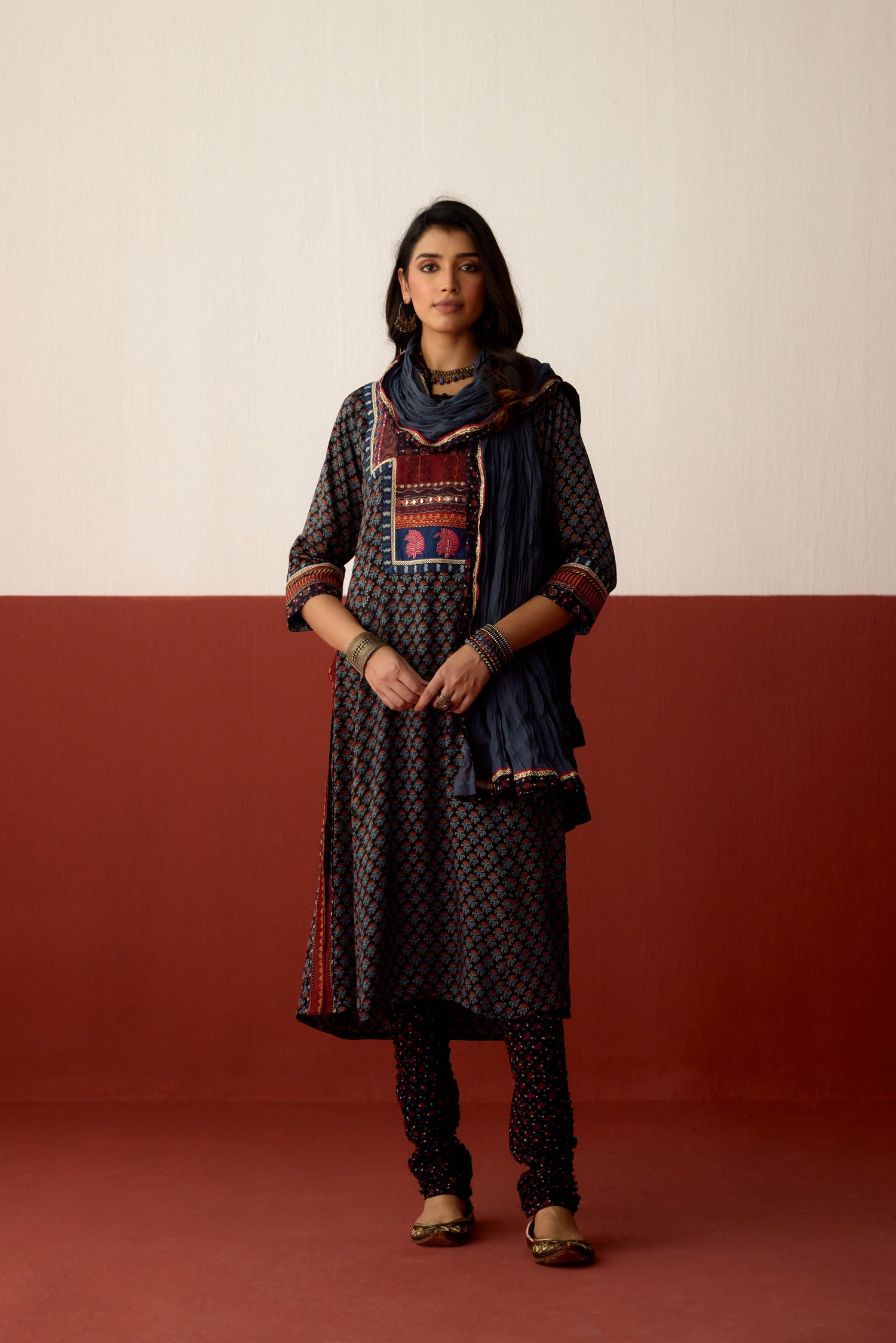 Rozana Modal Silk Printed Kurta Black (10075713110315)