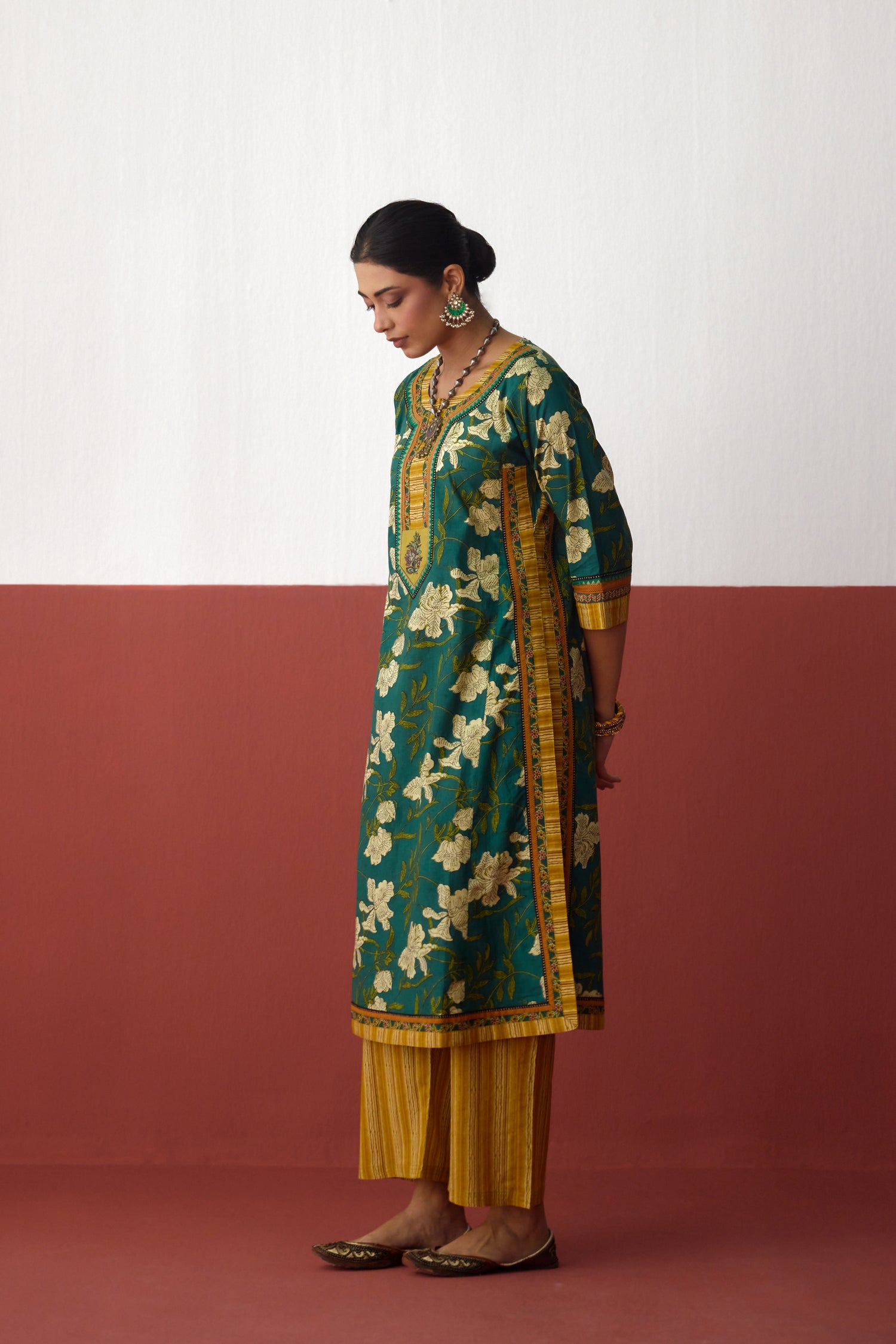 Anu Cotton Printed Kurta Green (10082827141419)