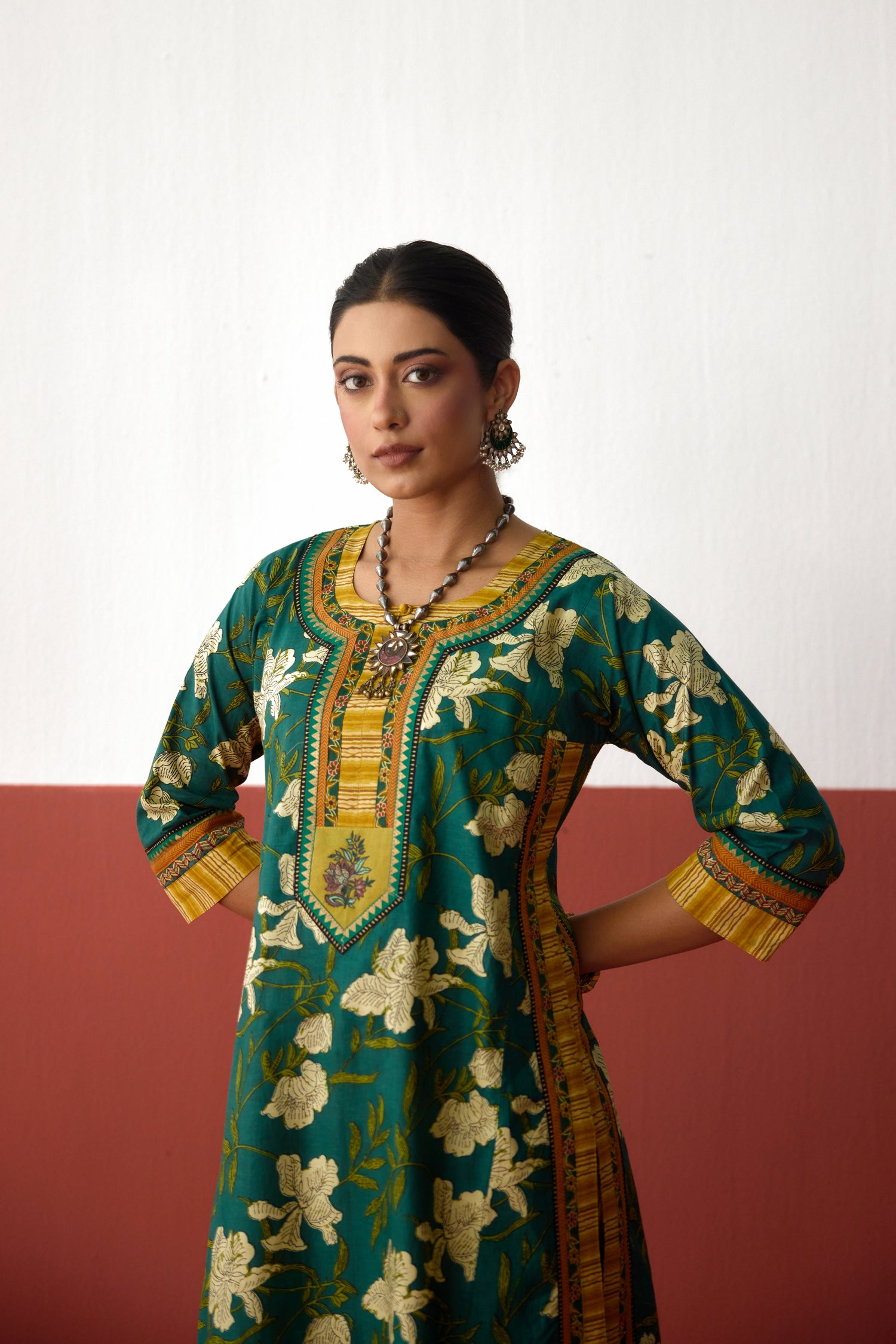 Anu Cotton Printed Kurta Green (10082827141419)