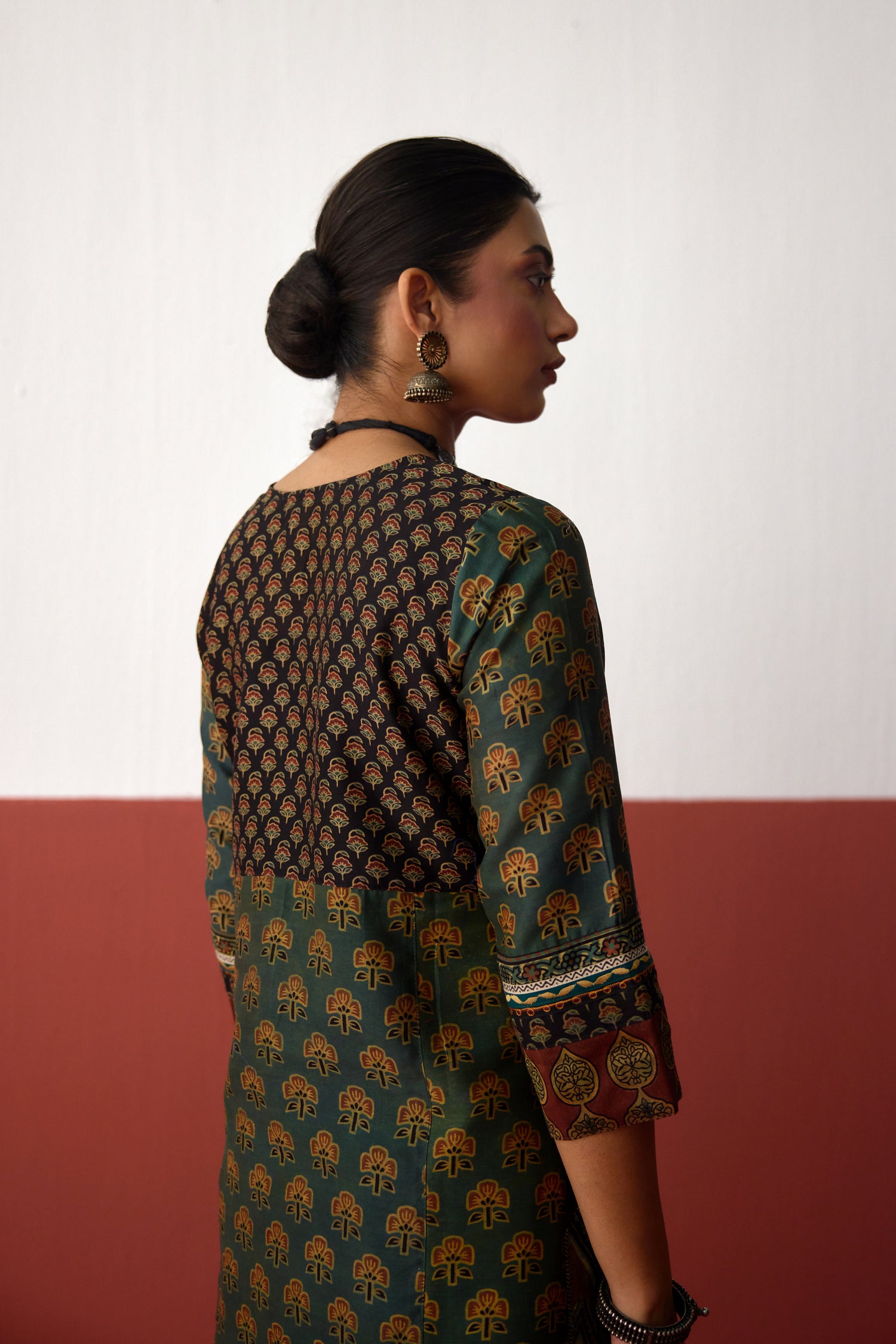 Elina Chanderi Vanaspati Printed Kurta Green (10081295565099)