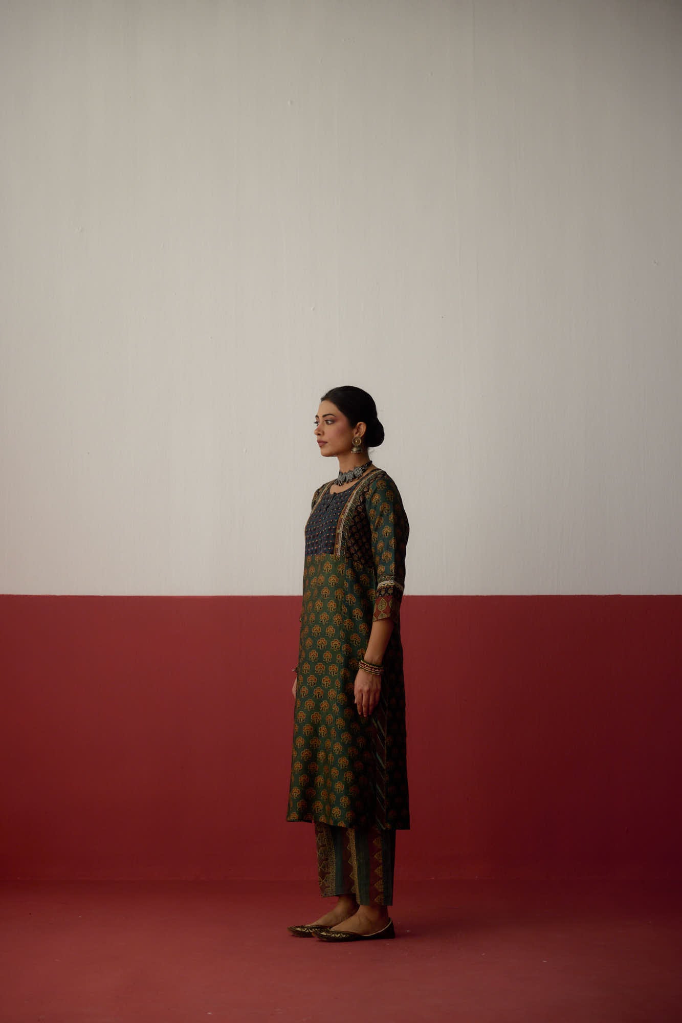 Rozana Pant Green Maroon (10081321746731)