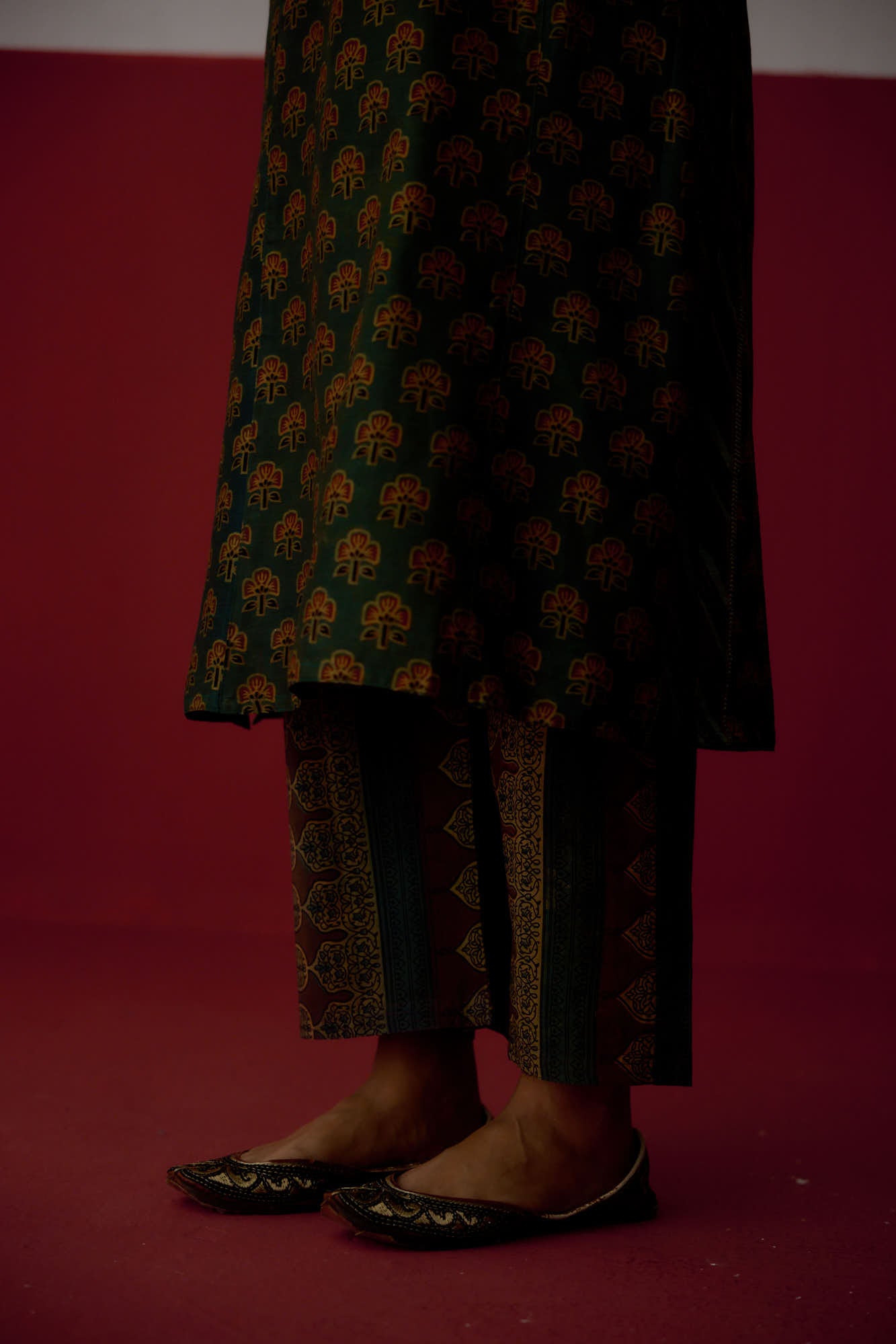 Rozana Pant Green Maroon (10081321746731)