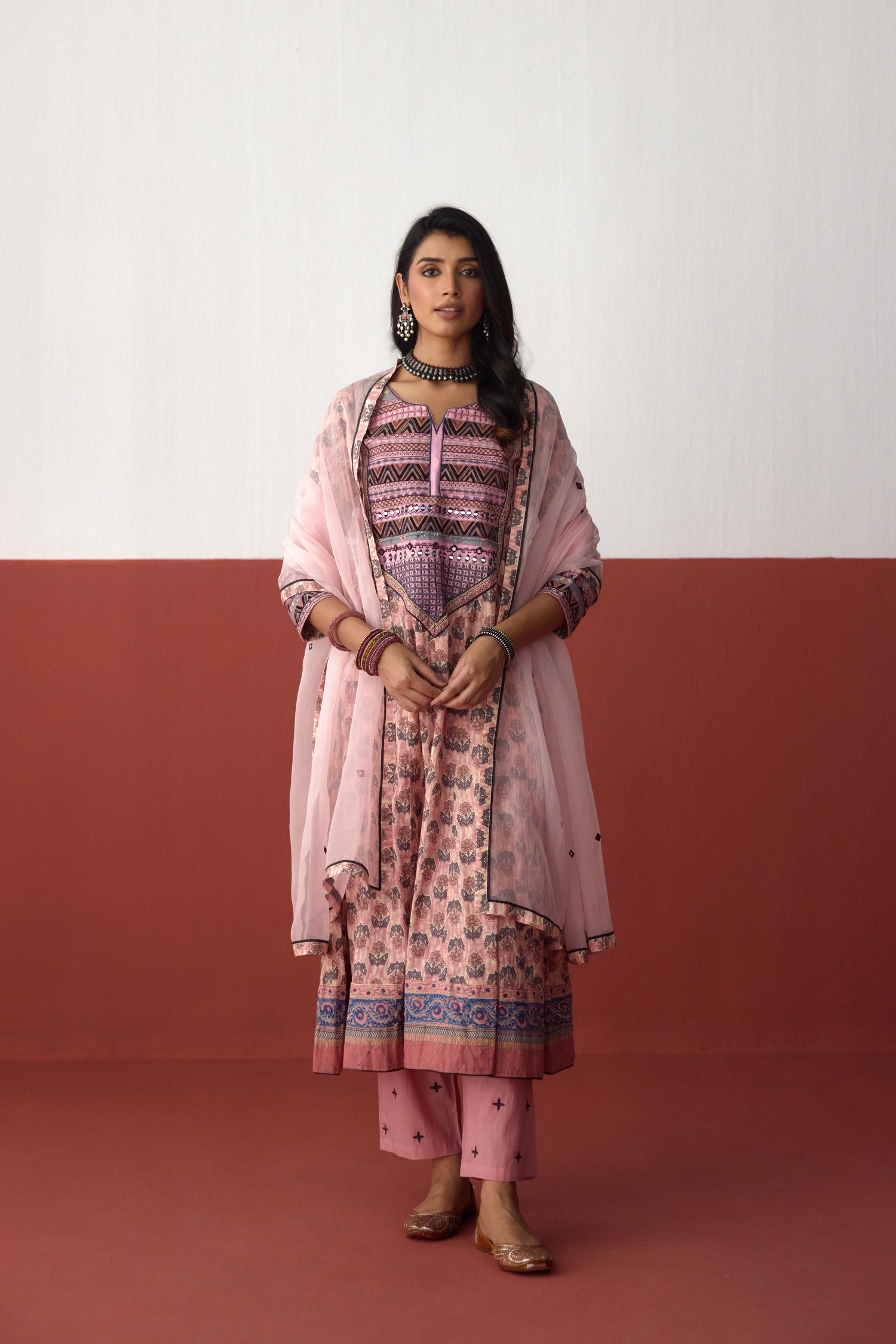 Navya Cotton Embroidered Printed Kurta Peach (10083286188331)