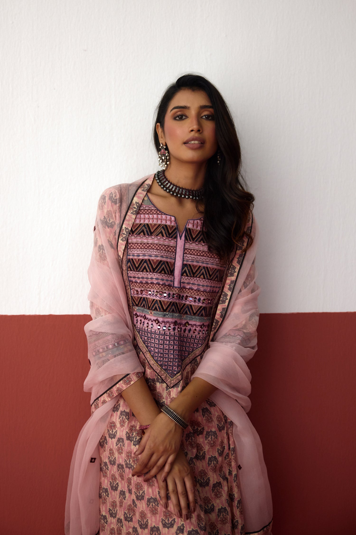 Navya Cotton Embroidered Printed Kurta Peach (10083286188331)