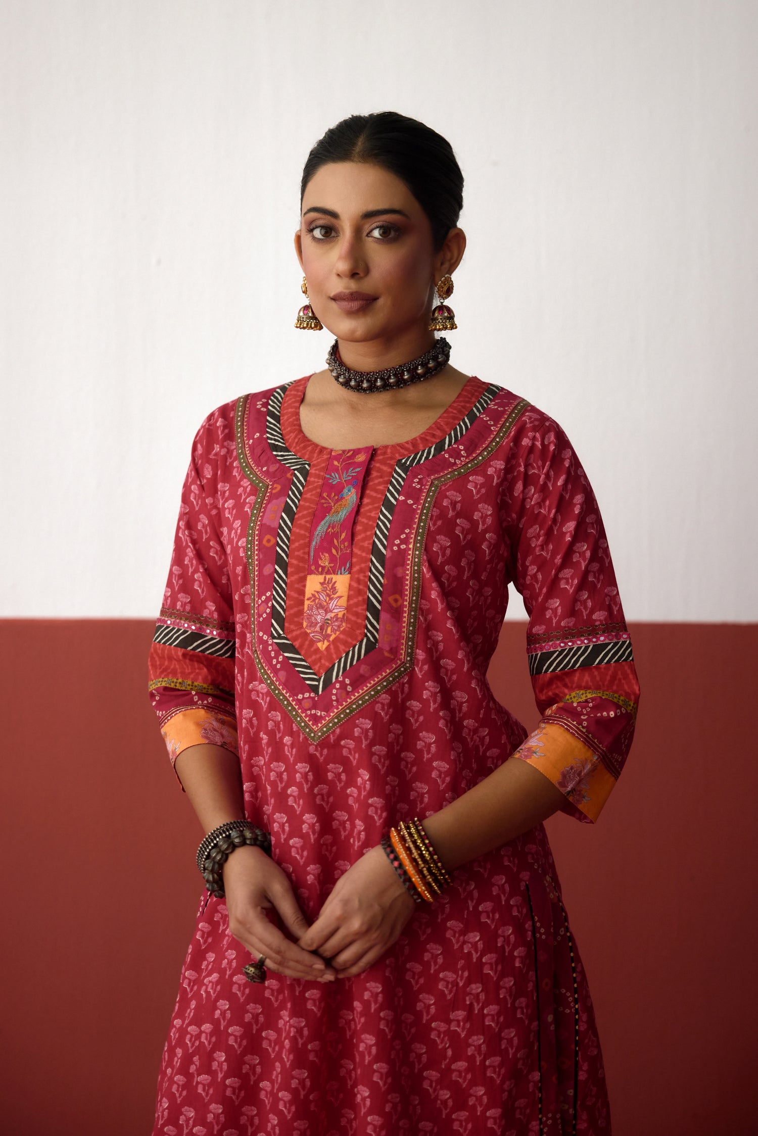 Rozana Cotton Printed Kurta Pink (10082820030763)