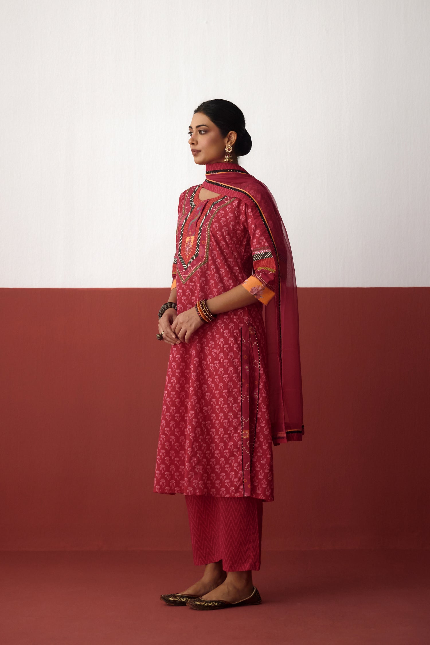 Rozana Cotton Printed Kurta Pink (10082820030763)