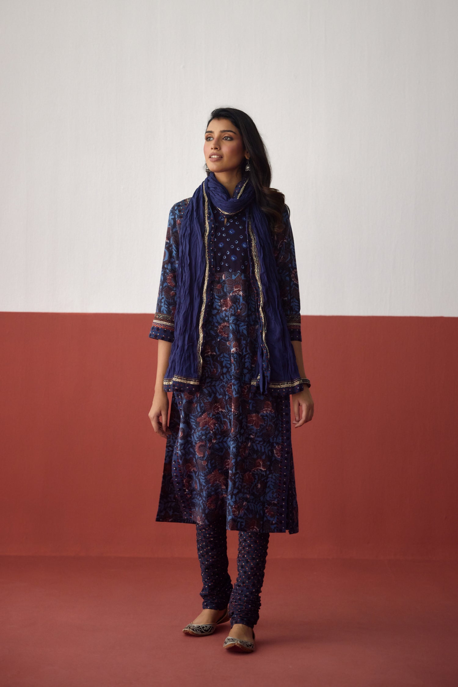 Elina Twill Cotton Printed Kurta Blue (10075749482795)
