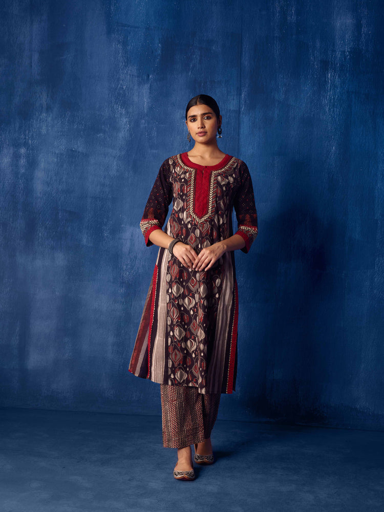 Rozana Pant Grey Maroon (8913660576043)