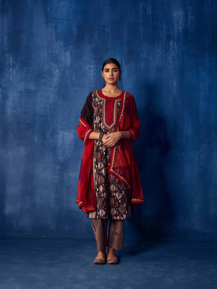 Rozana Chiffon Dupatta Maroon Orange (8913738301739)