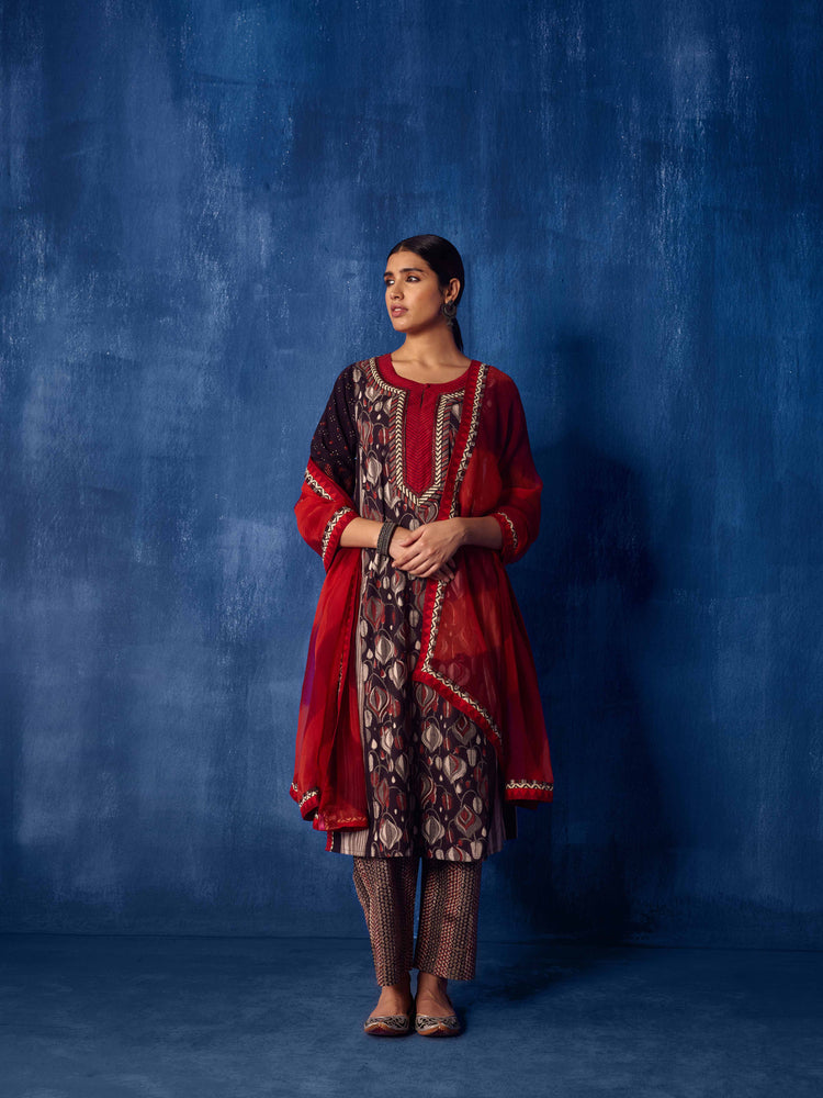 Rozana Pant Grey Maroon (8913660576043)