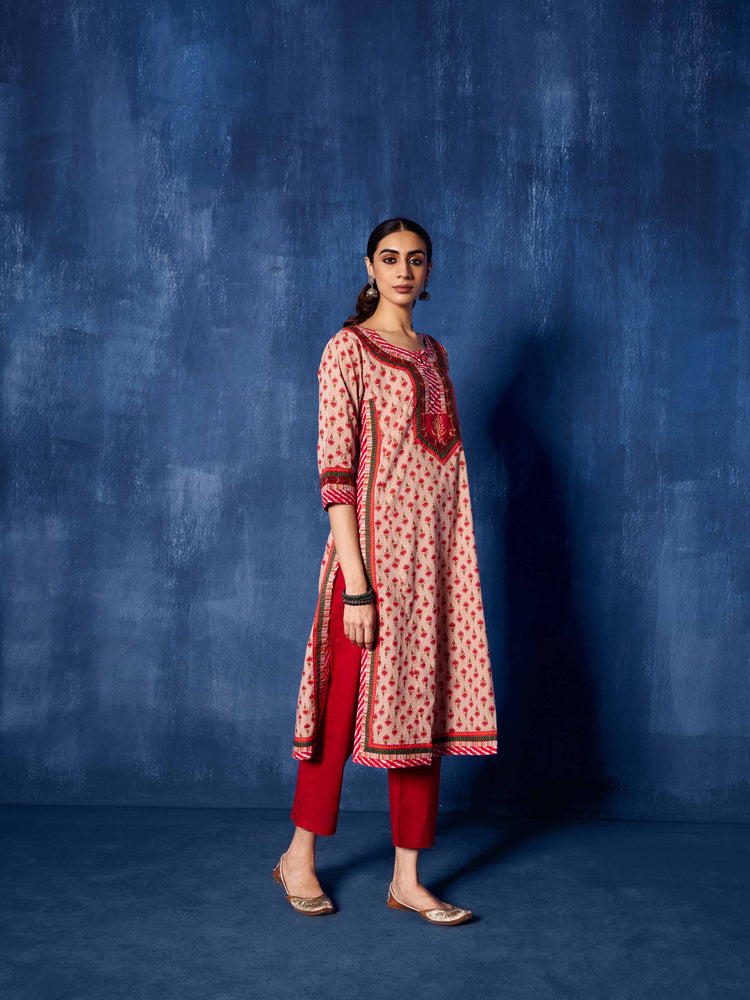 Anu Kurta Beige Red (8918999269675)