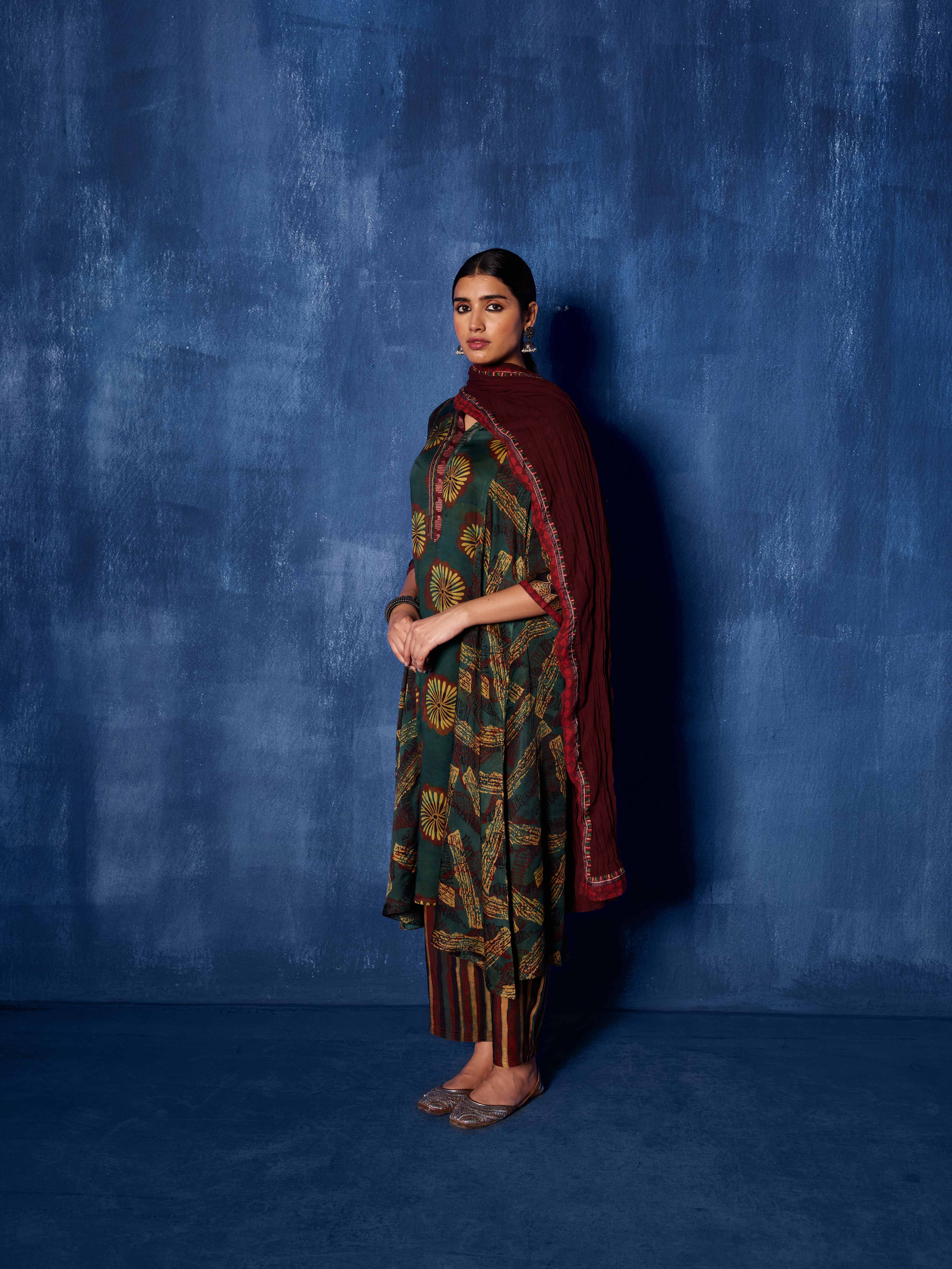 Rozana Cotton Crinkled Dupatta Maroon (8913727553835)