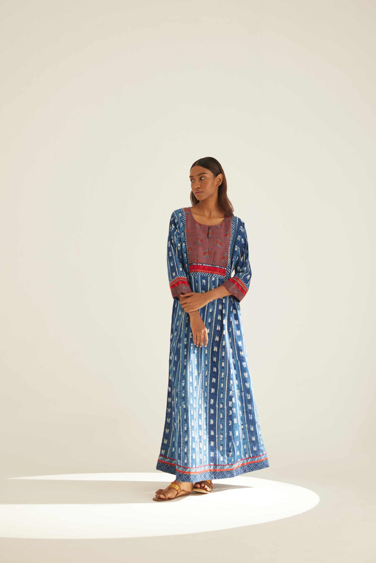 Yoke Caftan Indigo White (8569198477611)