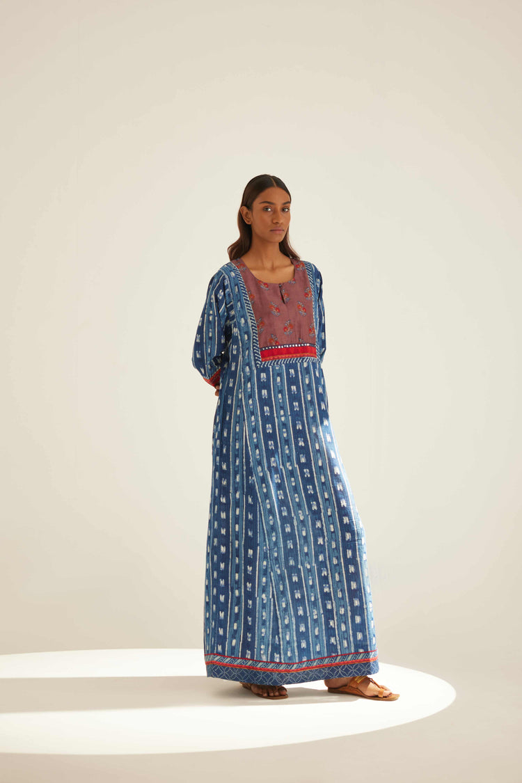 Yoke Caftan Indigo White (8569198477611)