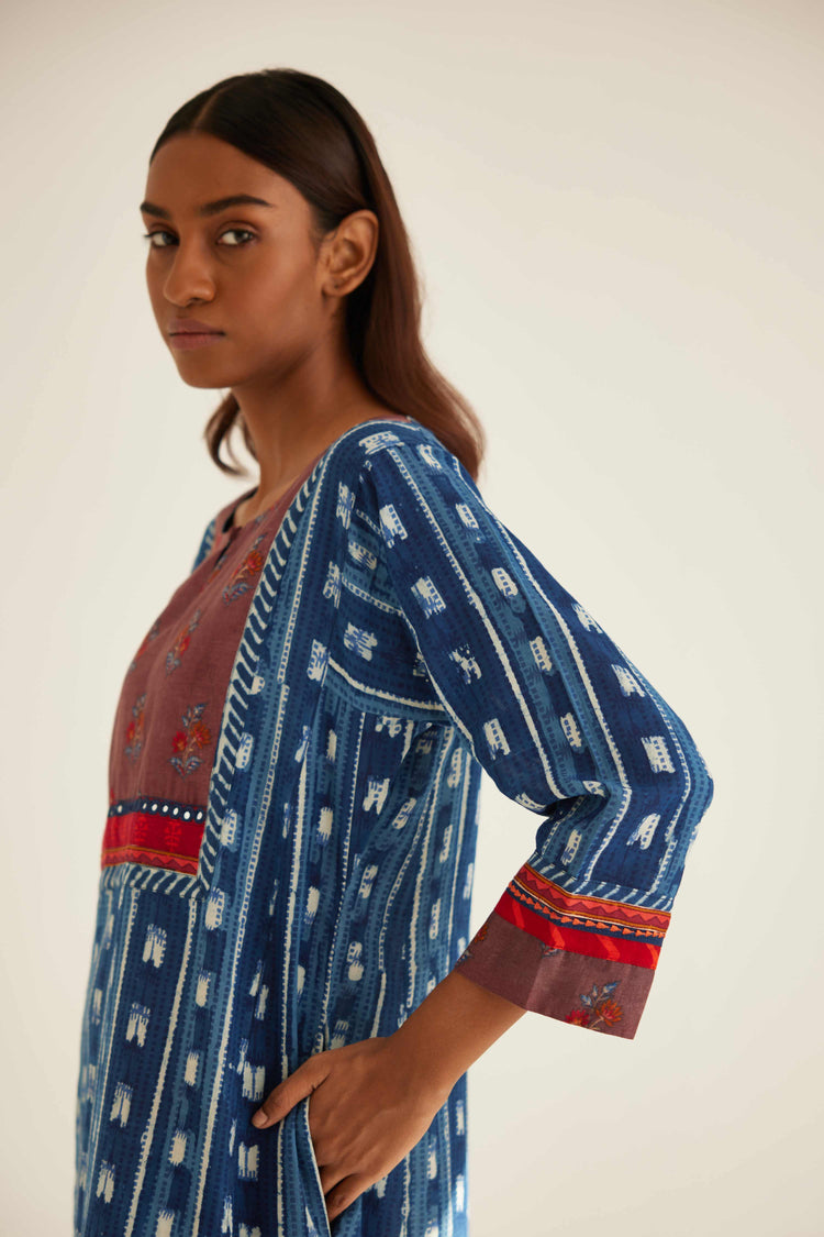 Yoke Caftan Indigo White (8569198477611)