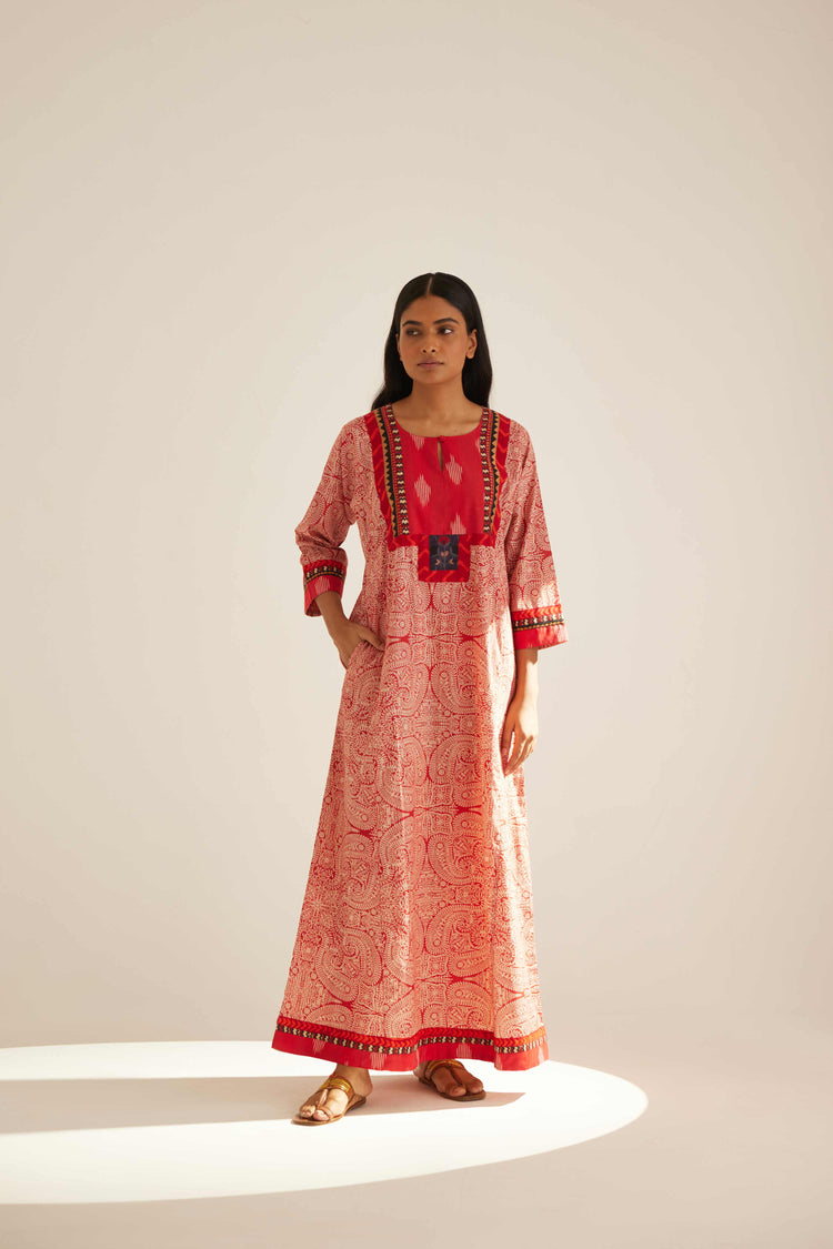 Yoke Caftan Rust White (8569192612139)