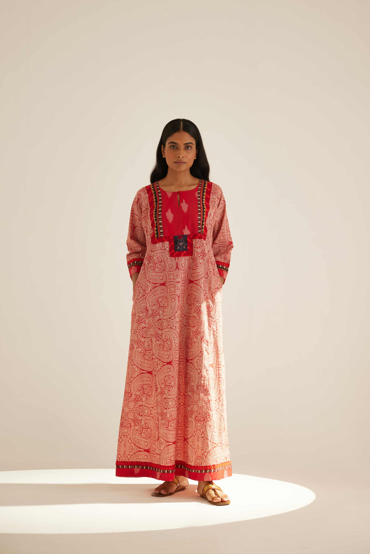 Yoke Caftan Rust White (8569192612139)