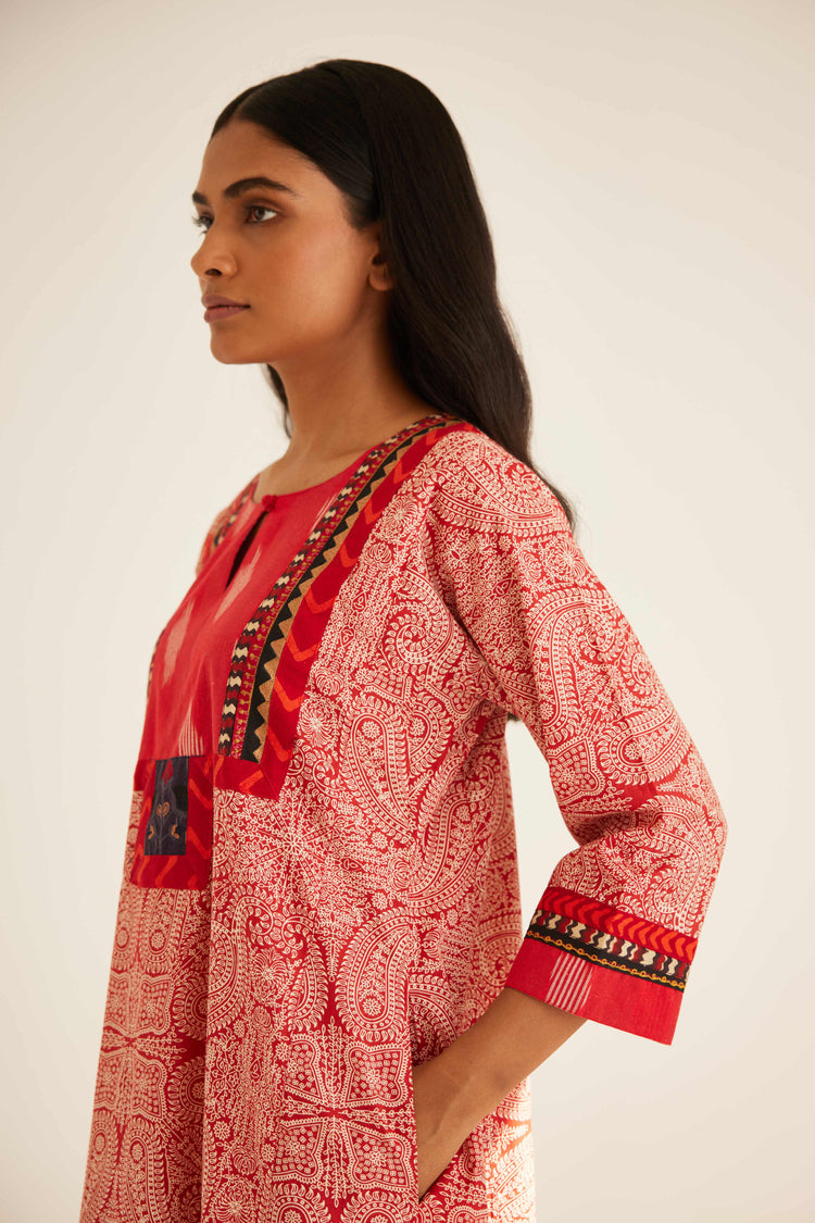 Yoke Caftan Rust White (8569192612139)