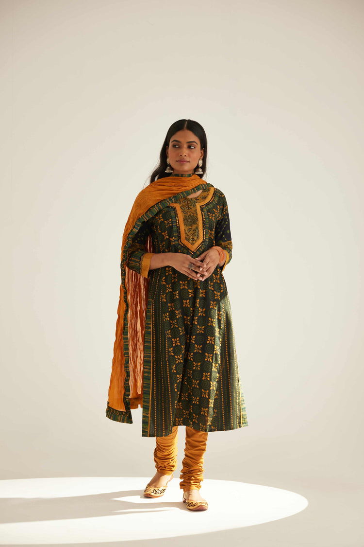 Rozana Cotton Crinkled Dupatta Mustard (8569637110059)