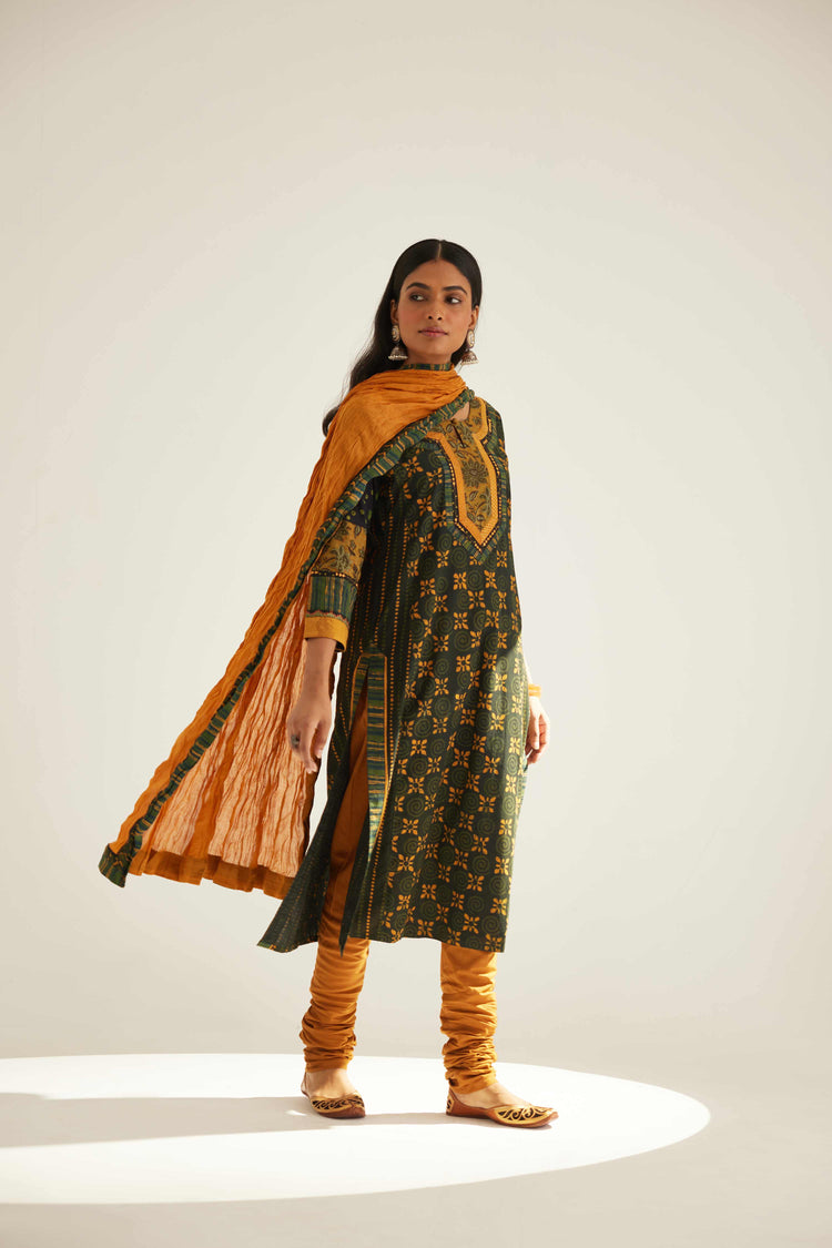 Rozana Cotton Crinkled Dupatta Mustard (8569637110059)