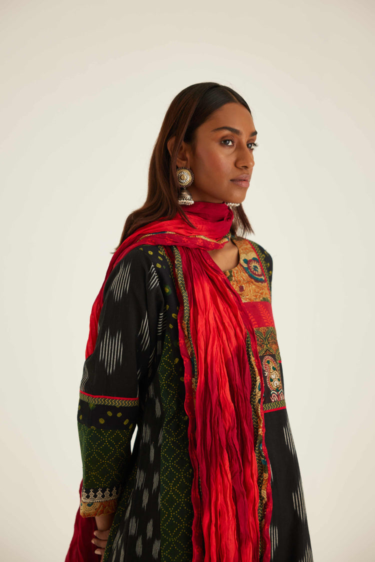Rozana Cotton Crinkled Dupatta Red Orange (8569632784683)